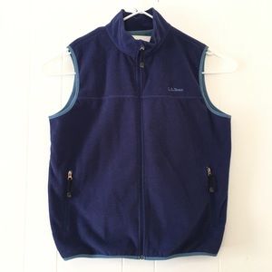 LL Bean Mens Large Fleece Vest Blue Zip Front